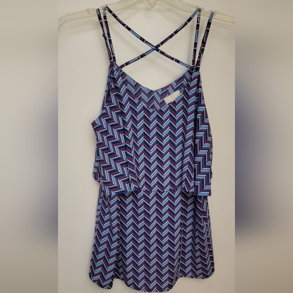 Charming Charlie white, read and blue Perfect shirt for July 4, Size 2